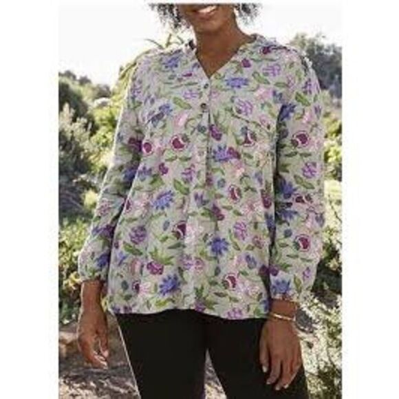 Matilda Jane Shirt Womens Large THINKING OUT LOUD Long Sleeve Floral Blouse - Picture 1 of 8